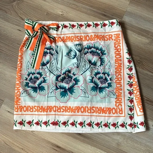 MICAS Floral Print Wrap Mini Skirt Multi print Women’s XS NEW Vacation Resort - Picture 4 of 10